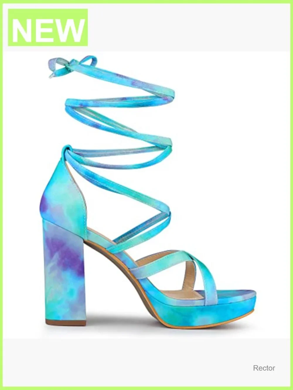 Tie Dye Platform Chunky Heel Lace Up Sandals Women's Open Toe